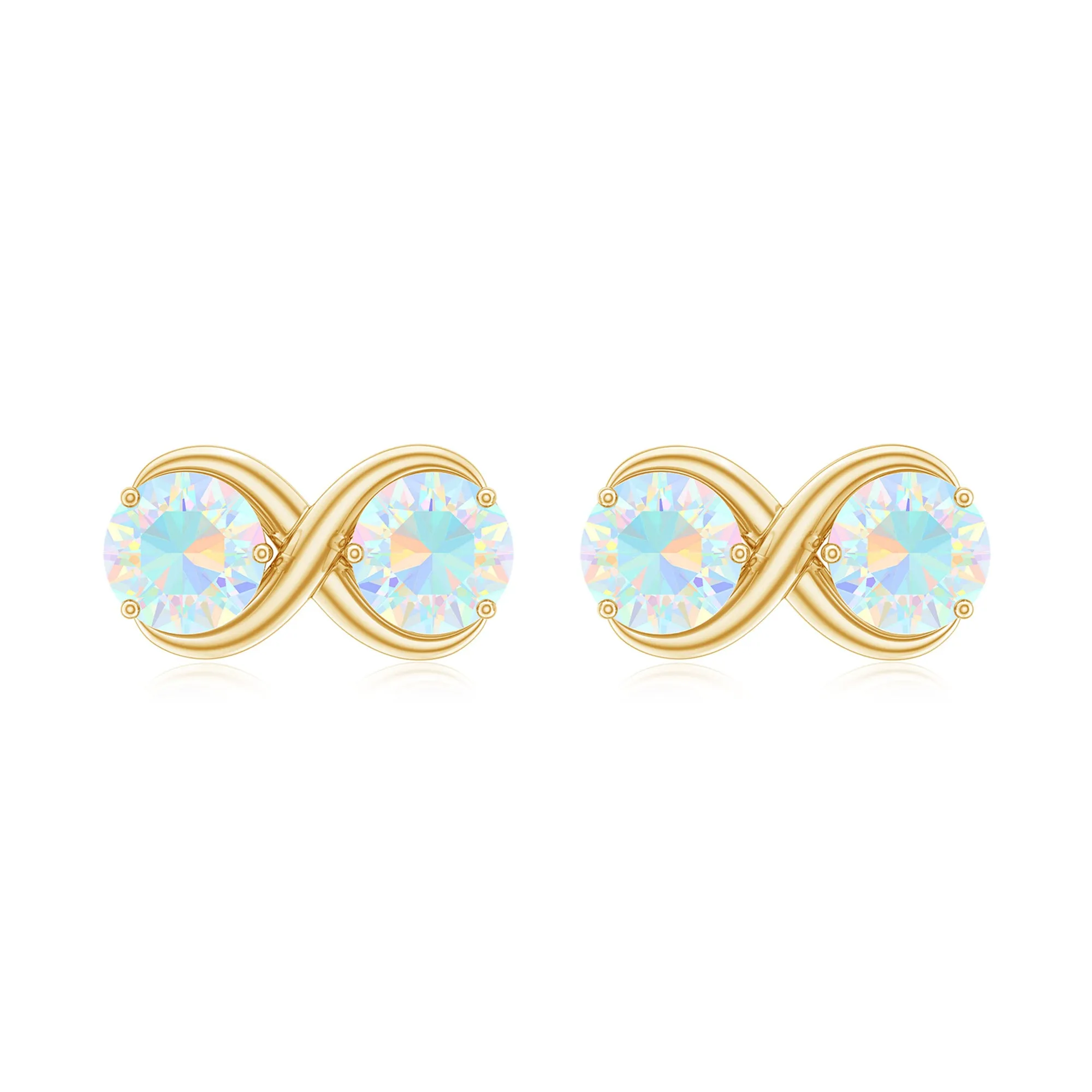 1 CT Simple Ethiopian Opal Two Stone Infinity Stud Earrings