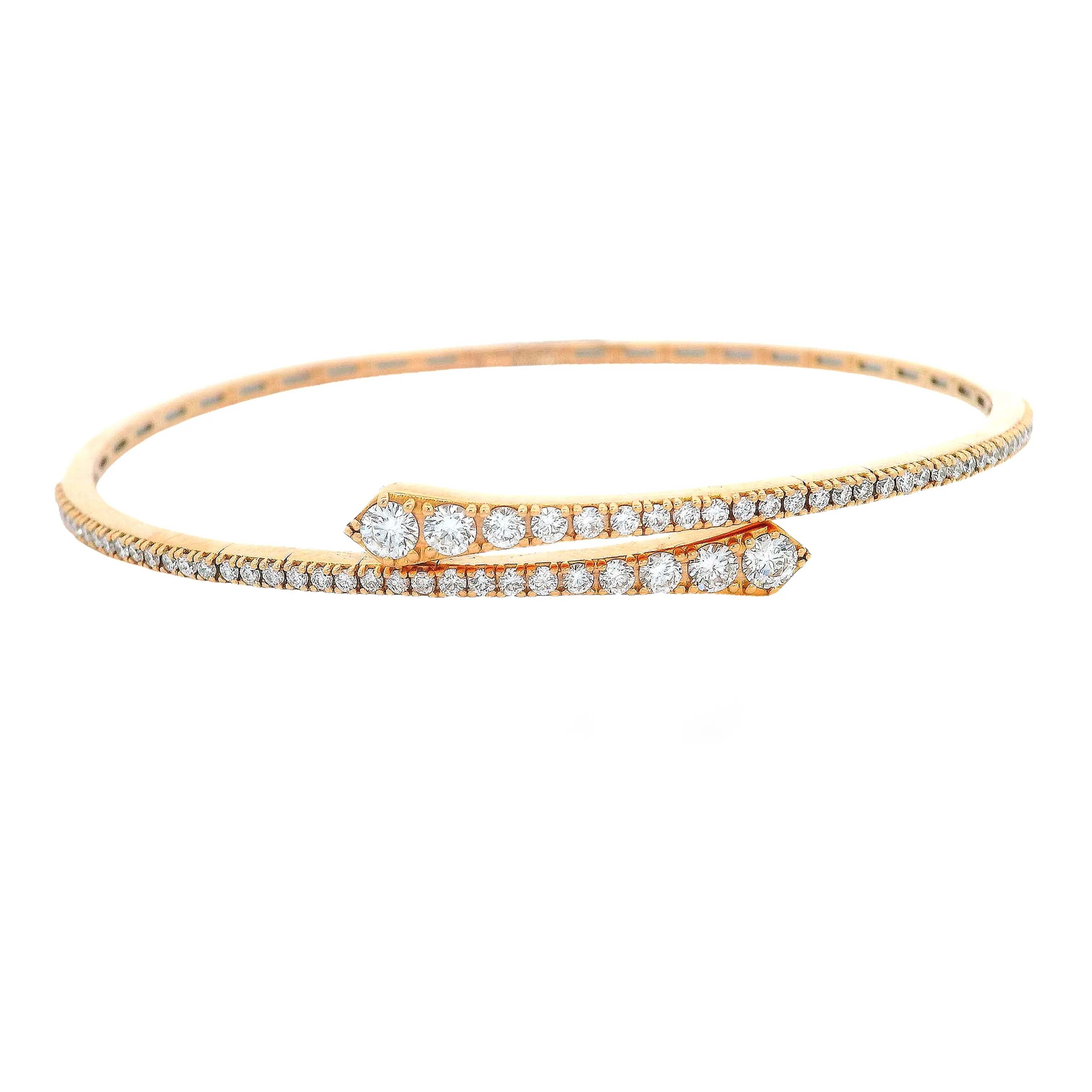 1.00ct 18k Rose Gold Diamond Cuff Bangle