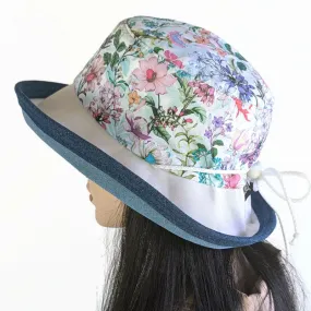 105-b Sunblocker UV summer sun hat featuring pretty flowers