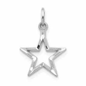 10K White Gold Diamond Cut Finish Star Pendant