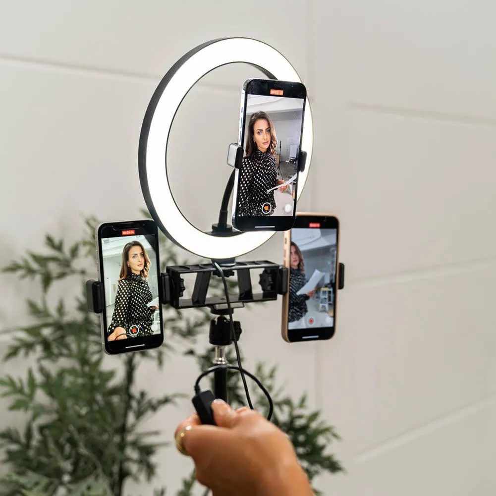 10" LED Livestream Ring Light w/ Triple Phone Mount - Onyx (DEMO STOCK)