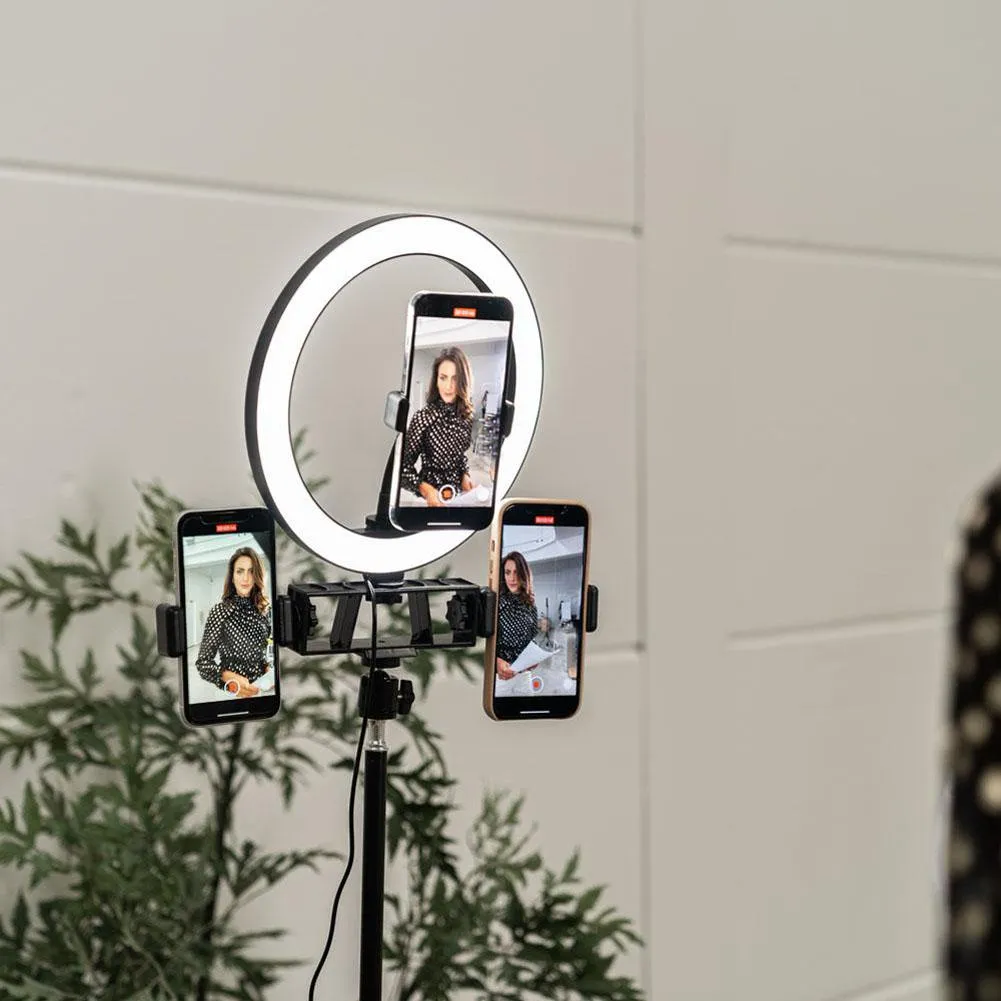 10" LED Livestream Ring Light w/ Triple Phone Mount - Onyx (DEMO STOCK)