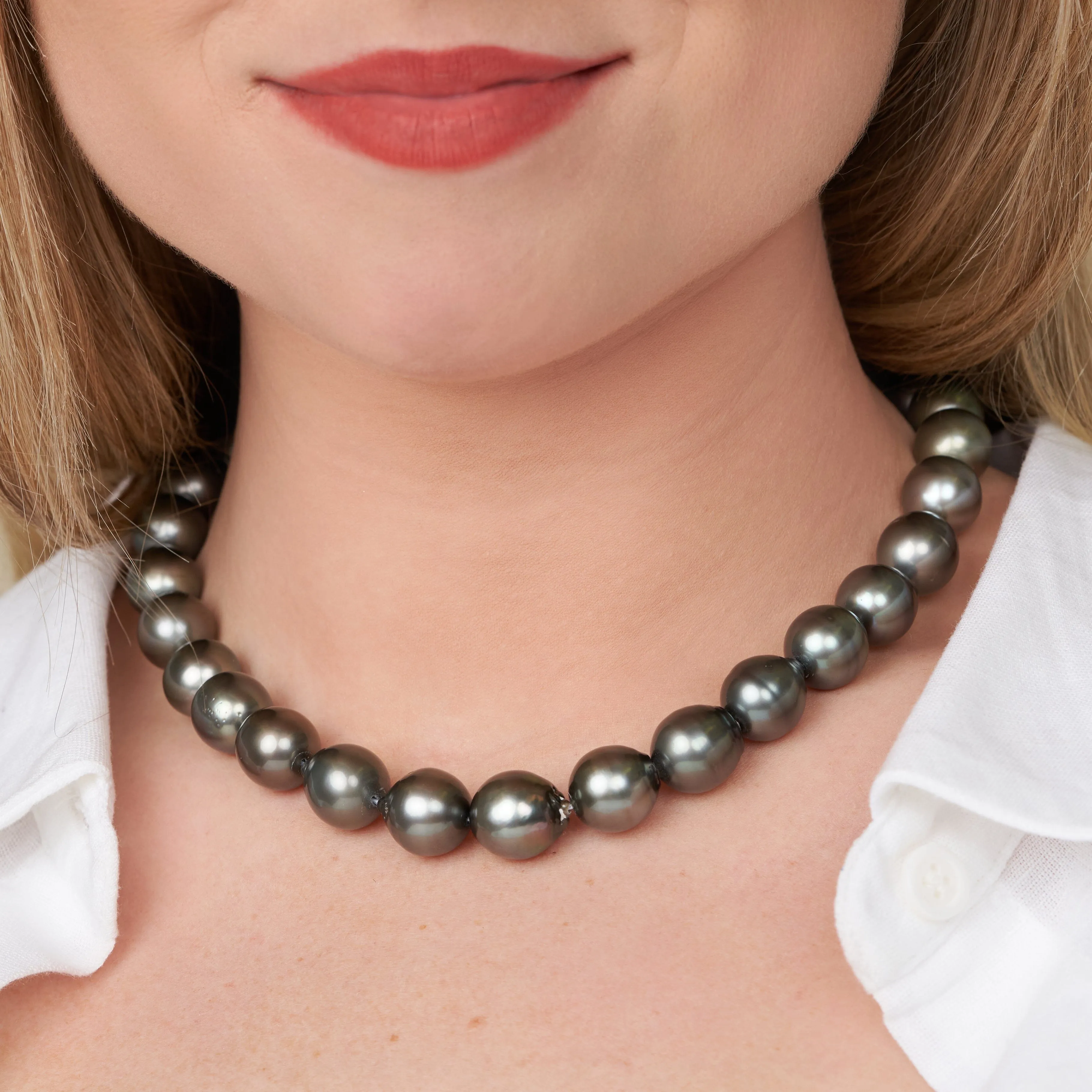 11.3-13.7 mm AA  Tahitian Drop Pearl Necklace