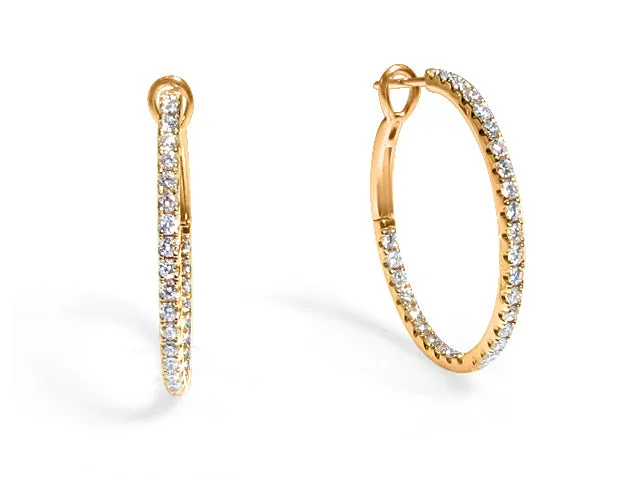 1.25 ctw Rose Gold Diamond Hoop Earrings