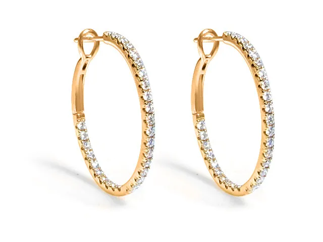 1.25 ctw Rose Gold Diamond Hoop Earrings