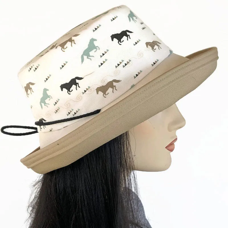 133 Sunblocker UV summer hat sun hat with large wide brim featuring horses