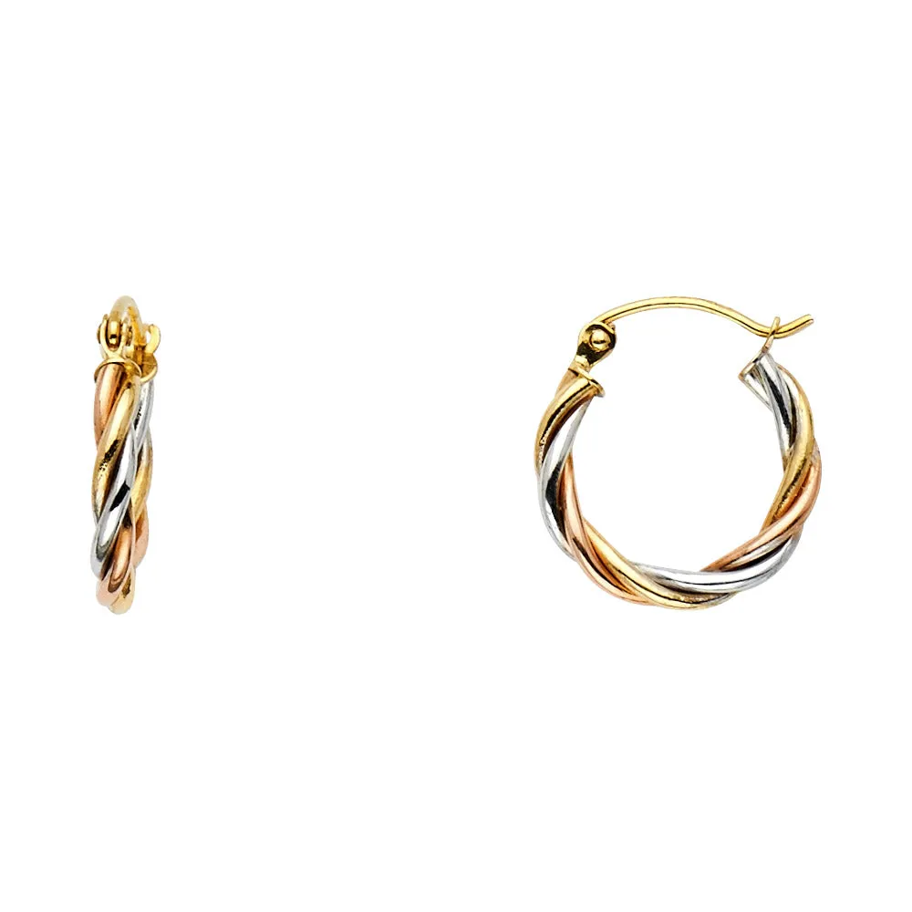 14K Braided Hoop Earrings