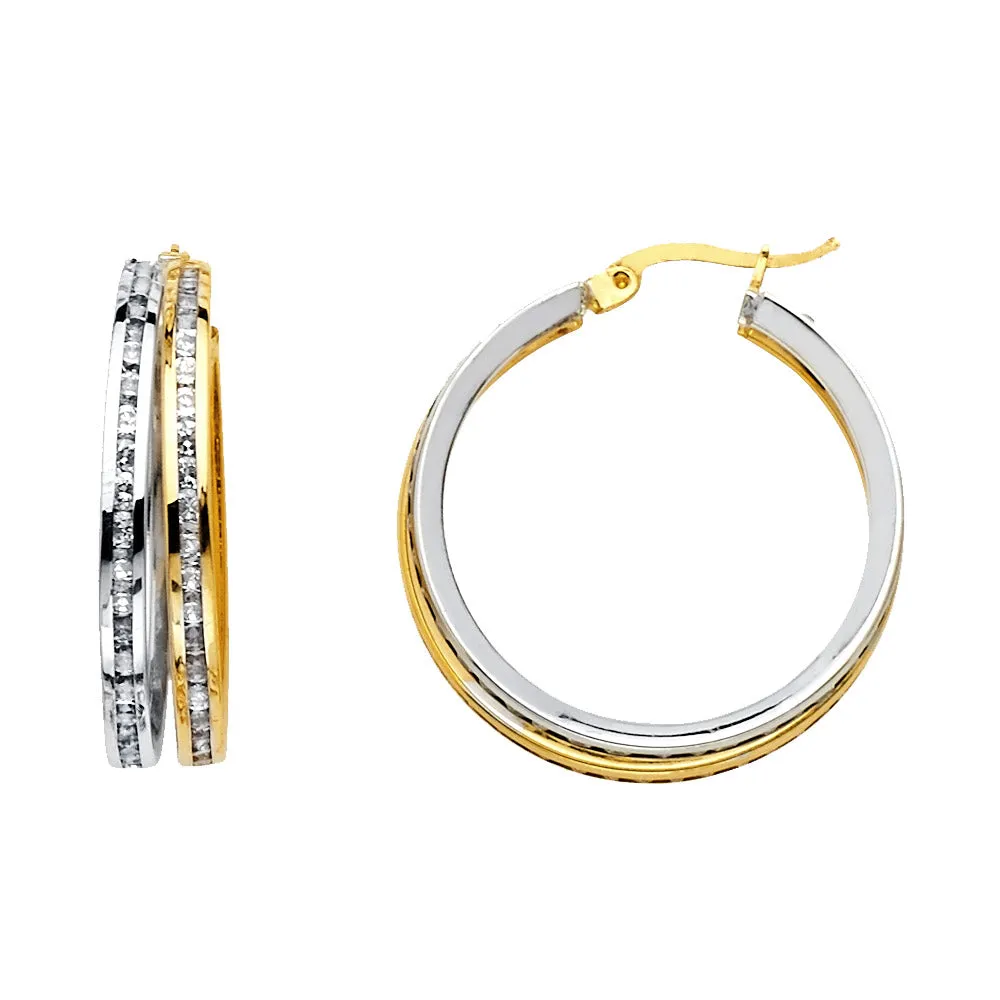 14K CZ Hoop Earrings