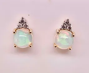 14K Ethiopian Opal & Diamond Earrings