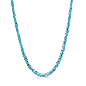 14K Gold & Turqouise Tennis Necklace -17.00ct