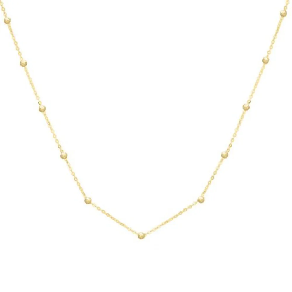 14k Gold Diamond-Cut Saturn Bead Station Chain