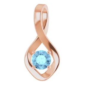 14K Rose 5 mm Round Natural Aquamarine Pendant