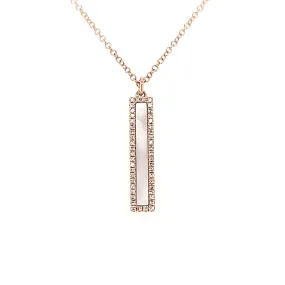 14k Rose Gold Mother of Pearl Vertical Bar Necklace (I7595)