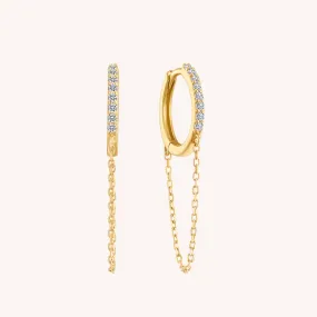 14K Solid Gold Diamond Timeless Hoop Chain Earrings