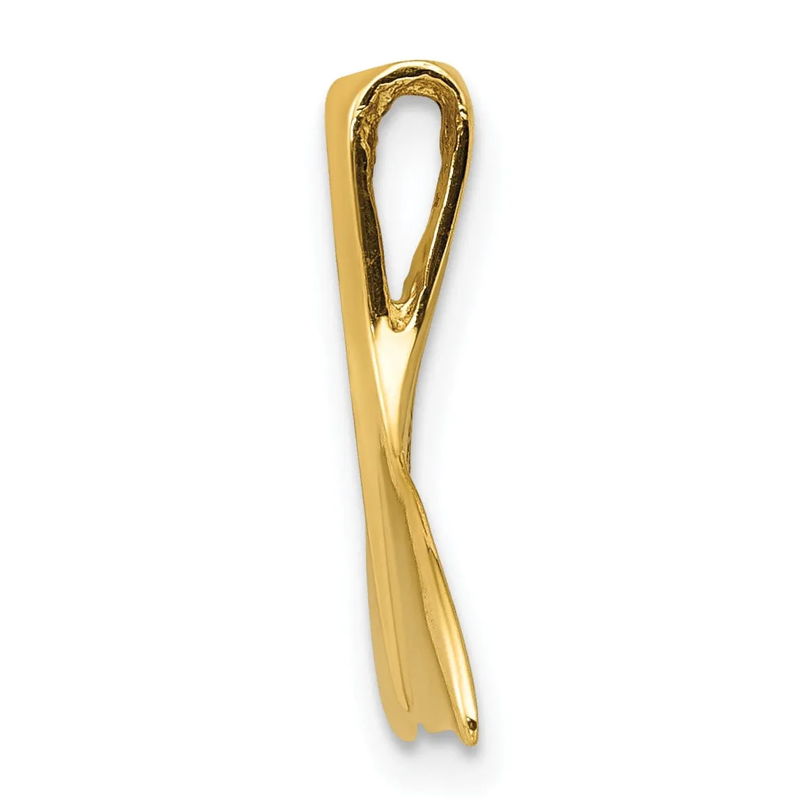 14k Yellow Gold Polished Finish 3-Dimensional Solid Whale Tail Slide Pendant will not fit Omega Chain