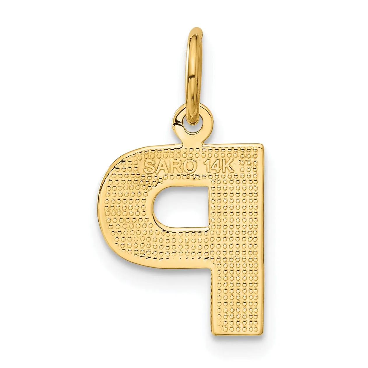 14k Yellow Gold Satin Diamond Cut Finish Letter P Initial Charm Pendant