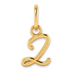 14K Yellow Gold Small Size Upper Case Script Letter Z Initial Pendant