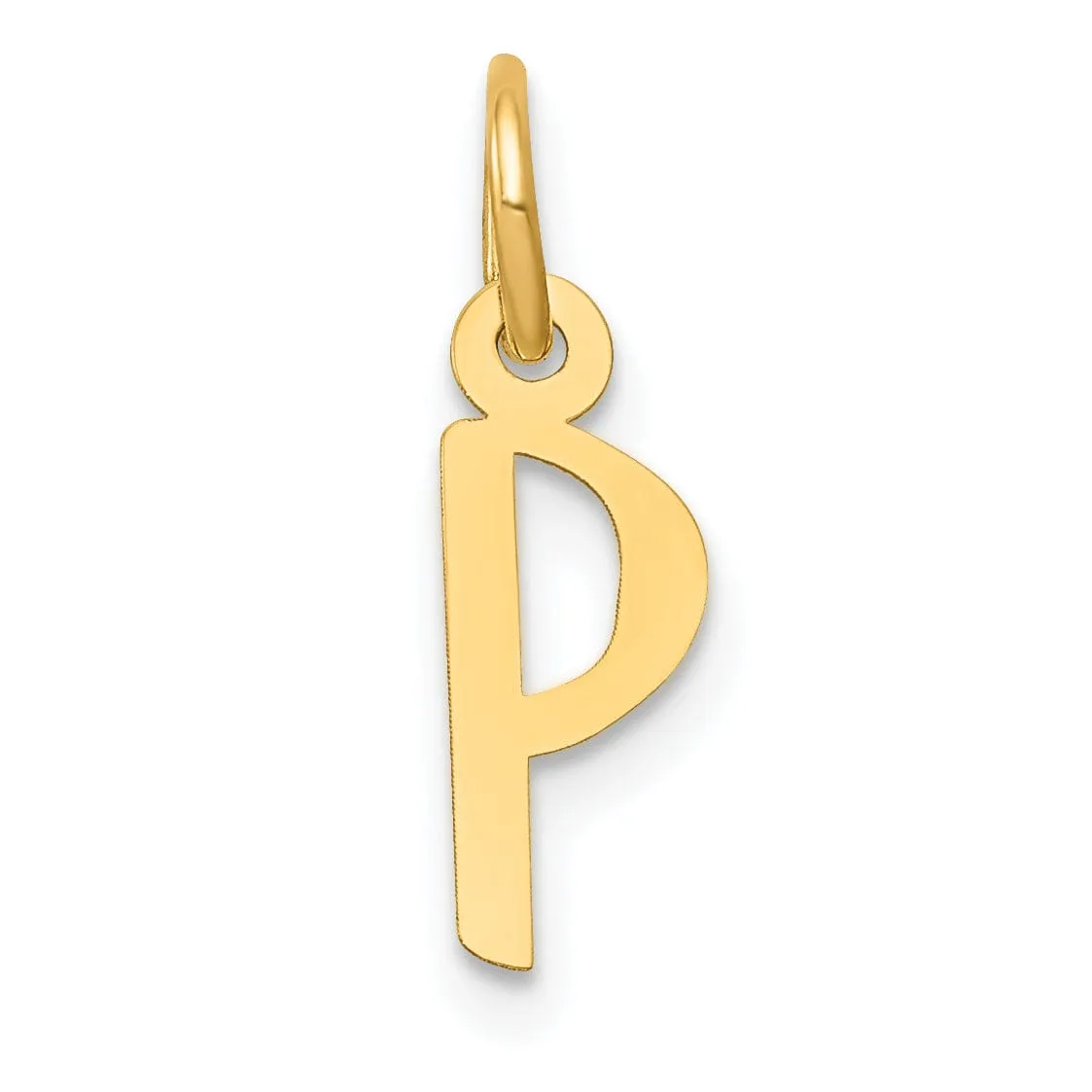 14k Yellow Gold Small Slanted Block Letter P Initial Pendant