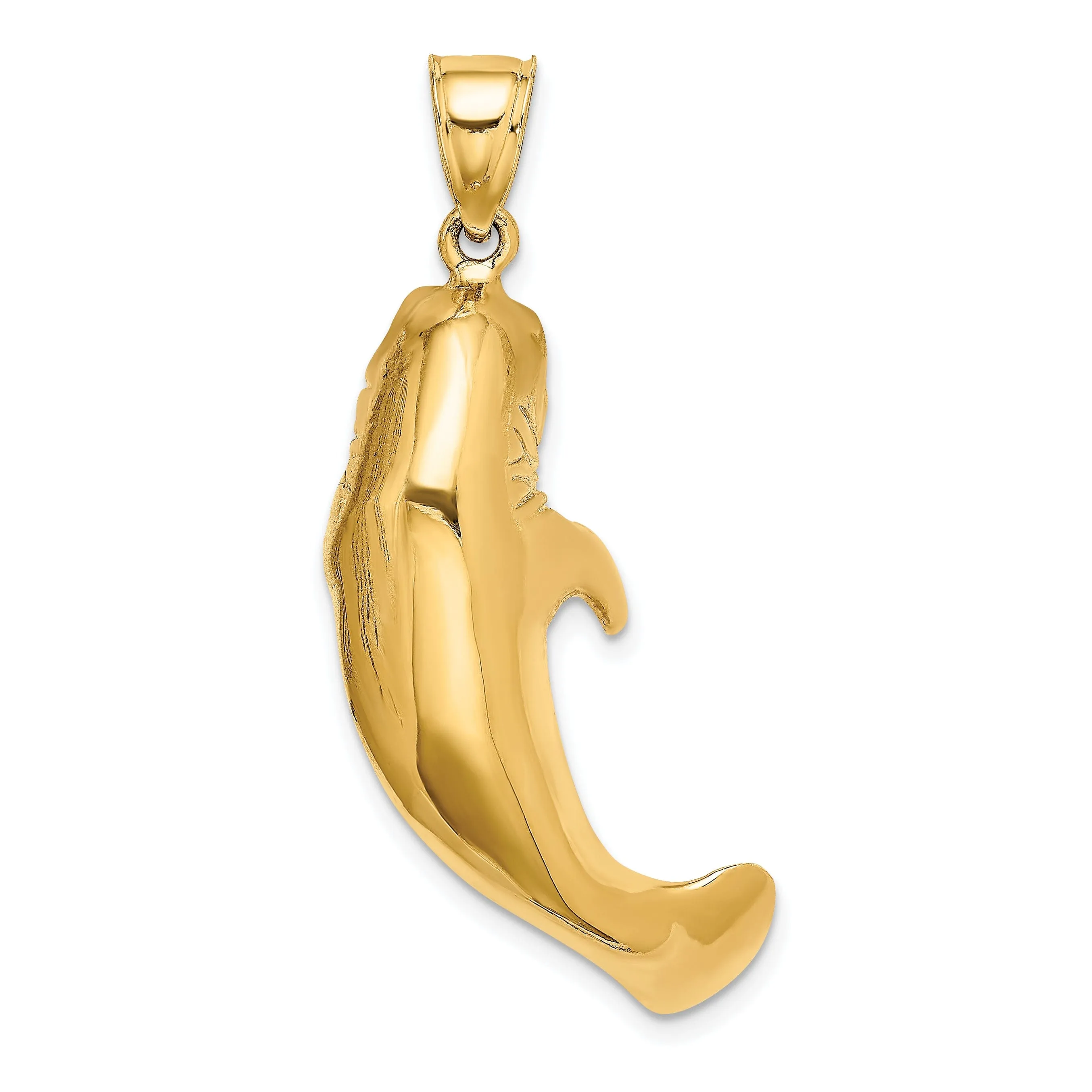 14K Yellow Gold Solid 3-Dimensional Polished Finish Manatee Charm Pendant