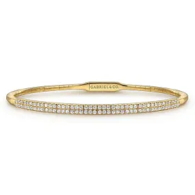 14K Yellow Gold Two Row Diamond Bangle - BG4009-62Y45JJ