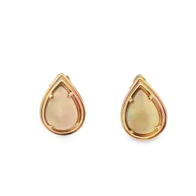 14Y Gold and Pear Shaped Opal Stud Earrings