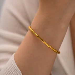 18K Gold Fashion Simple Bamboo Closed Design Versatile Bracelet