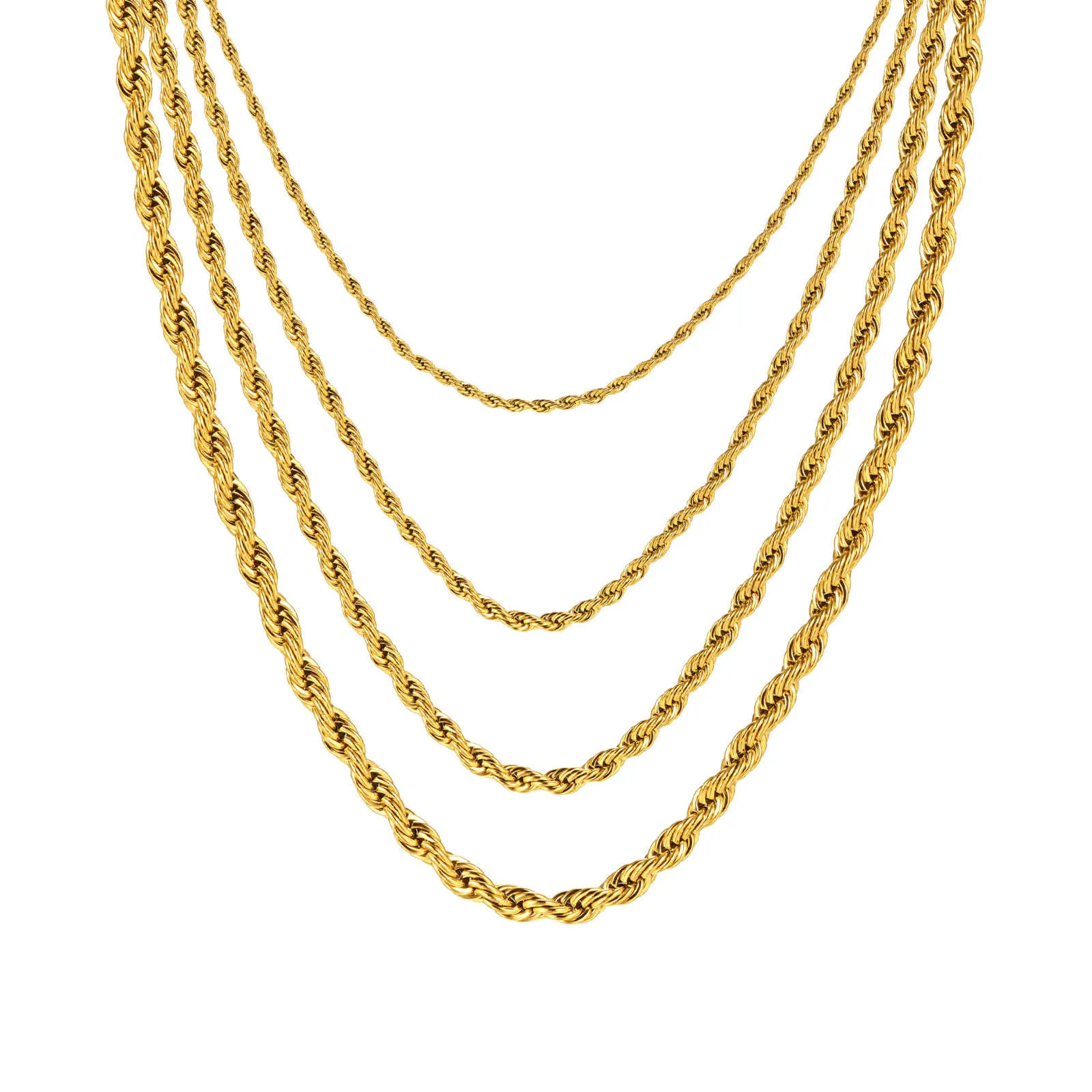 18K Gold-Filled Rope Chain Necklace | Gold Twisted Rope Chain for Men and Women