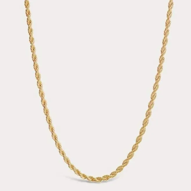 18K Gold-Filled Rope Chain Necklace | Gold Twisted Rope Chain for Men and Women