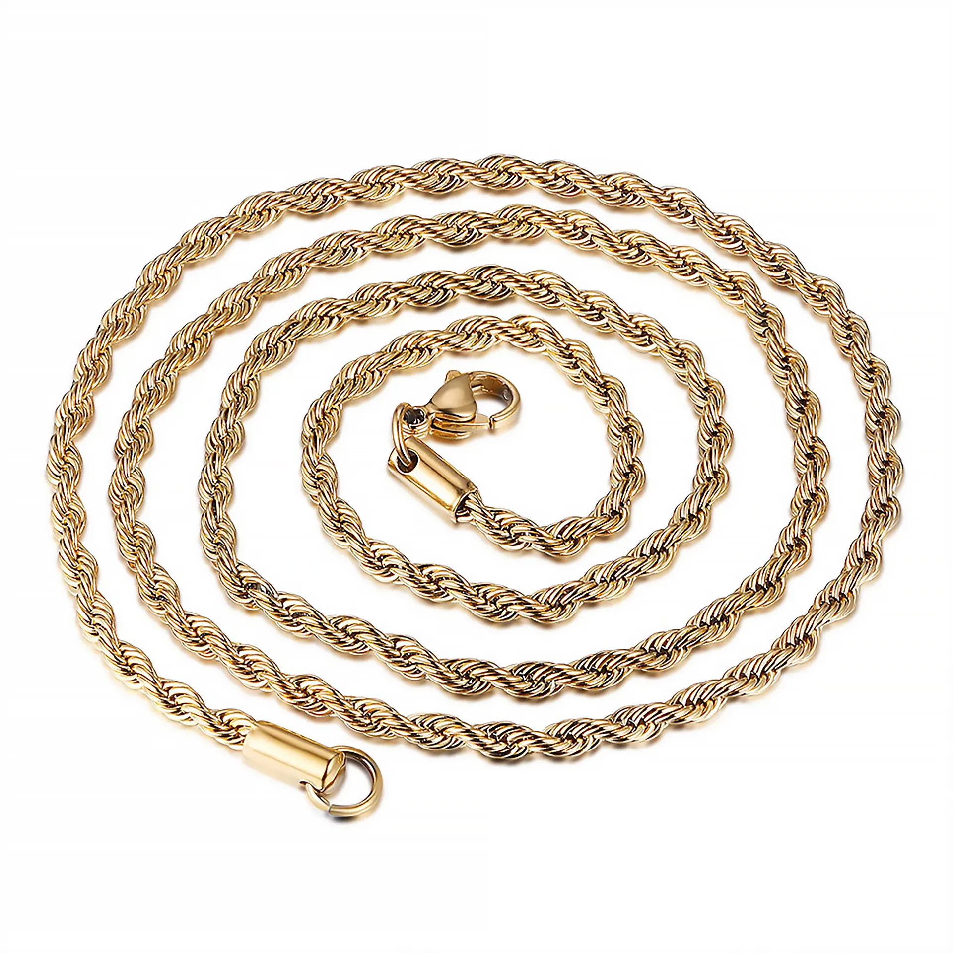 18K Gold-Filled Rope Chain Necklace | Gold Twisted Rope Chain for Men and Women