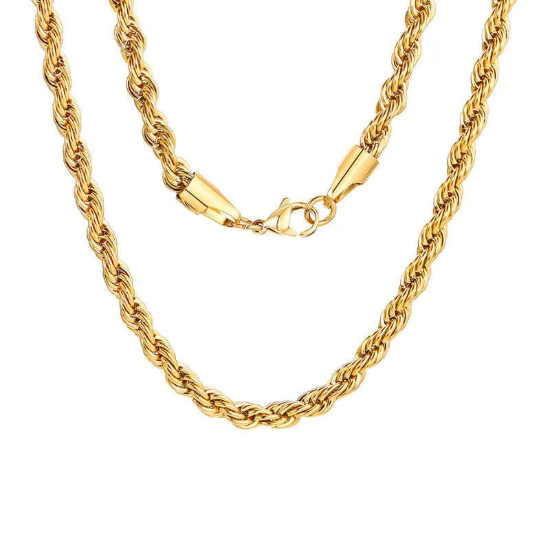 18K Gold Plated Multilayer 2/3/4/5MM Width 40/45/50/55CM Length Chain Necklace