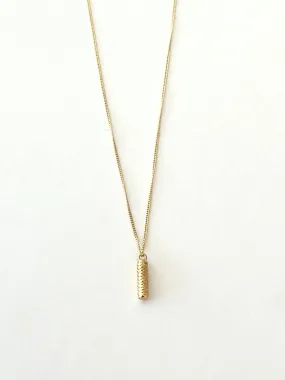 18k Yellow Gold Textured Cylinder Necklace