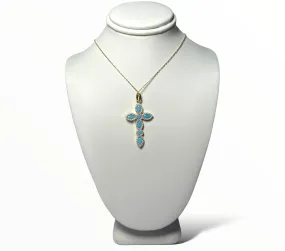 18KT Turquoise Cubic Zirconia Ladies Cross