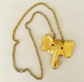 1970s vintage designer style elephant pendant necklace.