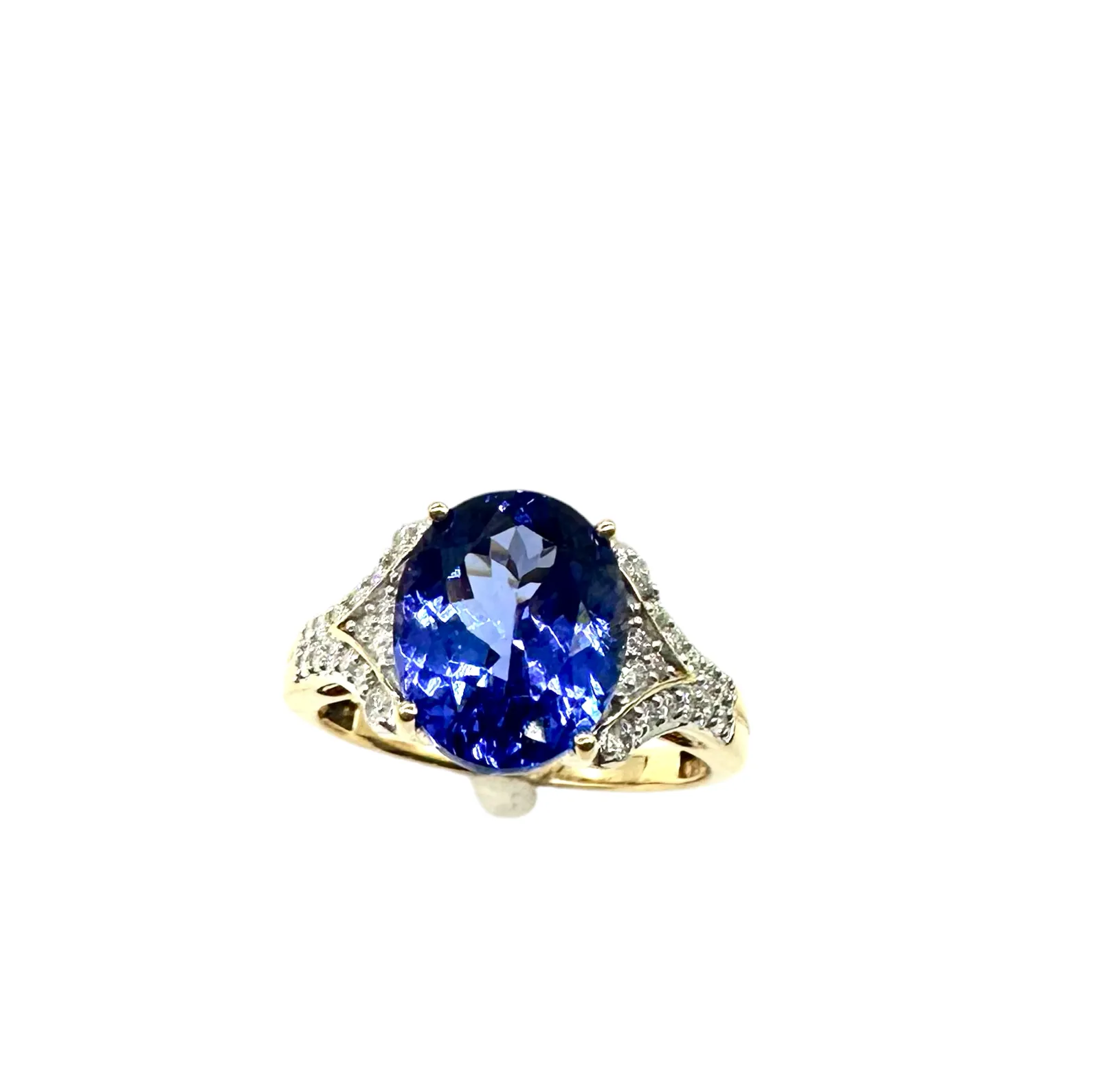 4 Carat Tanzanite 1/2ctw Diamond Ring