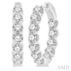 4 Ctw Inside-Out Round Cut Diamond Hoop Earrings in 14K White Gold