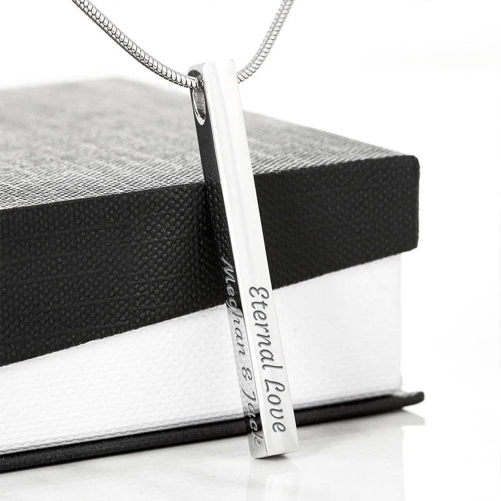 4 Sided Custom Bar Necklace With Romantic Message Card Gifts For Wife