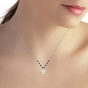 5 Carat 14K Solid White Gold Necklace Natural Amethyst Pearl