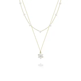 925 Silver Flower Pendant Pearl Necklace