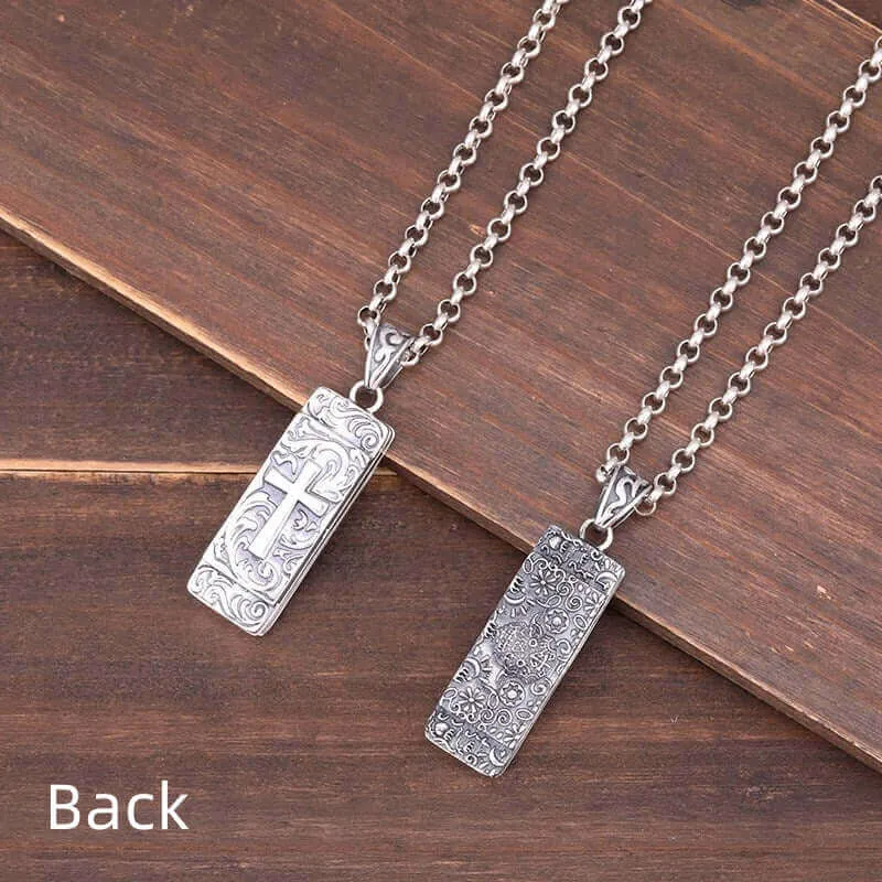 925 Sterling Silver Cross Eye of Horus Virgin Mary Harmonica Necklace