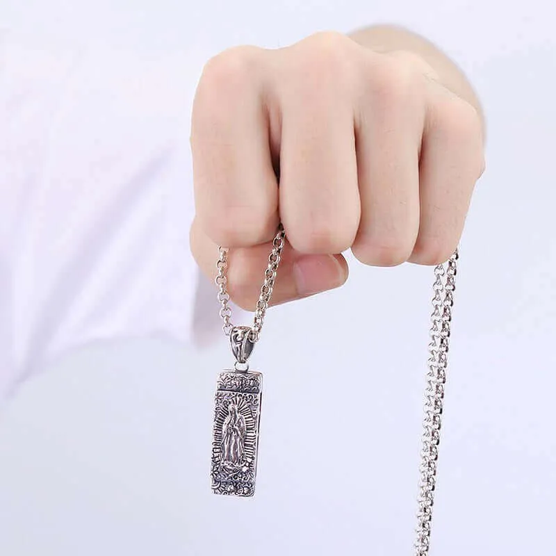 925 Sterling Silver Cross Eye of Horus Virgin Mary Harmonica Necklace