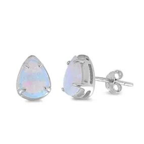 925 Sterling Silver Opal Stud Earrings - Teardrop