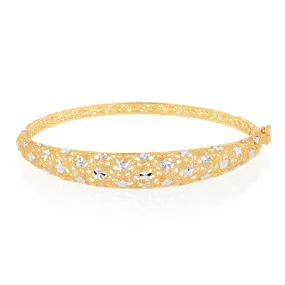 9ct Yellow And White Gold Two Tone Fancy Mesh 65mm Bangle