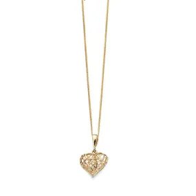 9ct Yellow Gold Caged Heart Pendant Only GP824