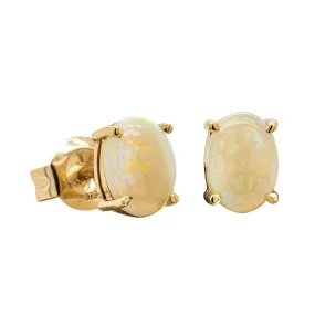 9ct Yellow Gold Opal Stud Earrings