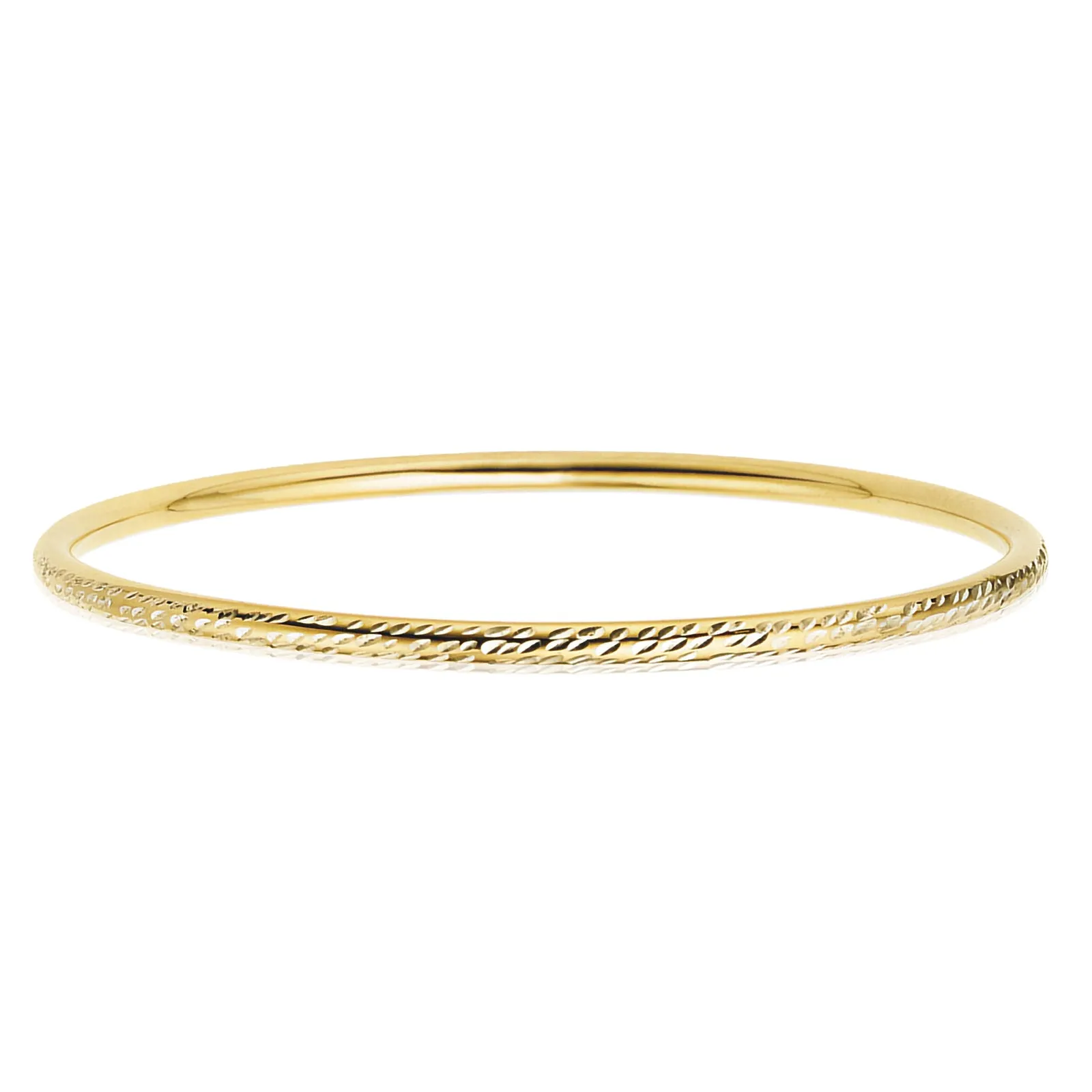 9ct Yellow Gold Silver Filled 63cm Gold Diamond Cut Golf Bangle