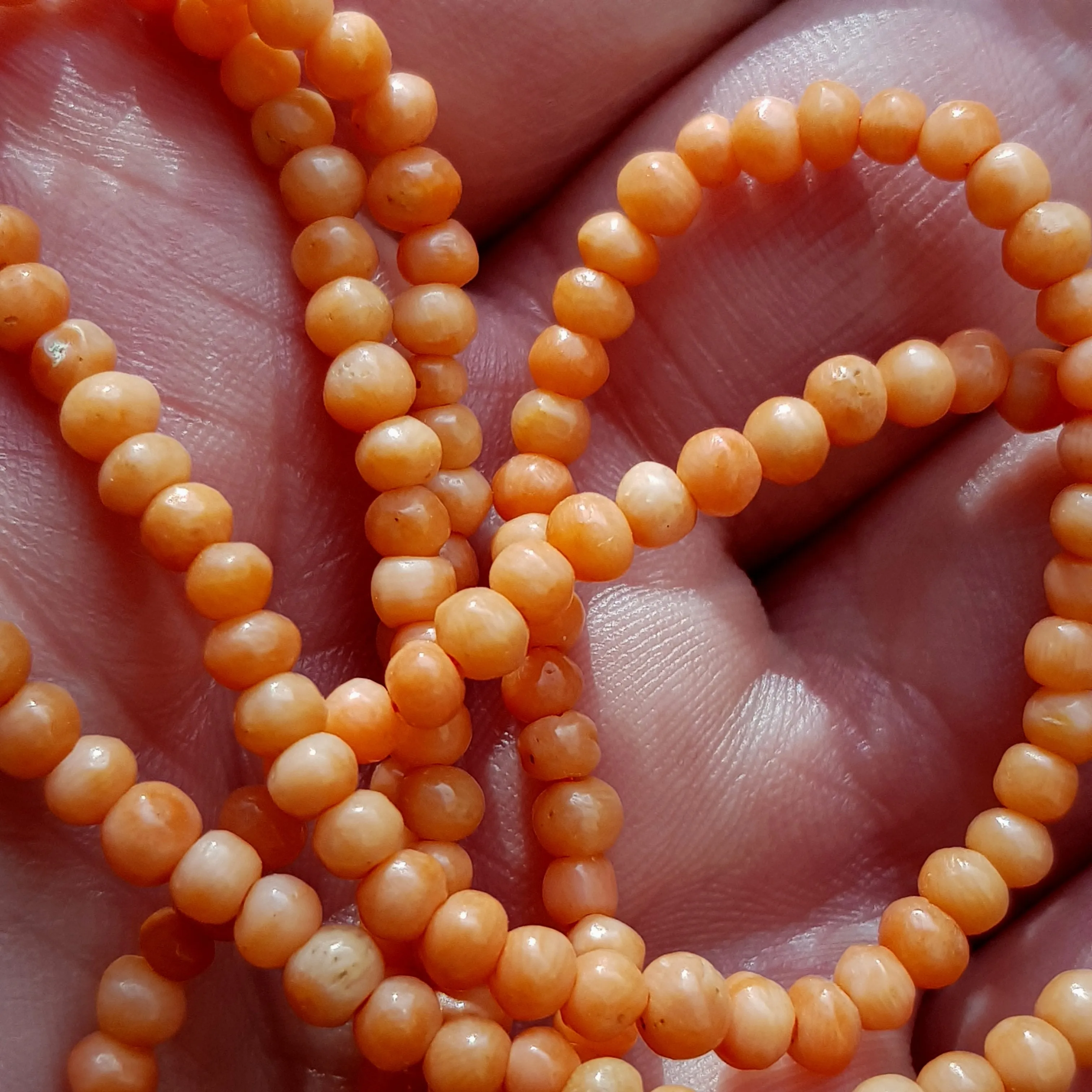 9k 9ct Gold Mounted 20.5" Beaded Coral Necklace Antique Victorian Circa 1900