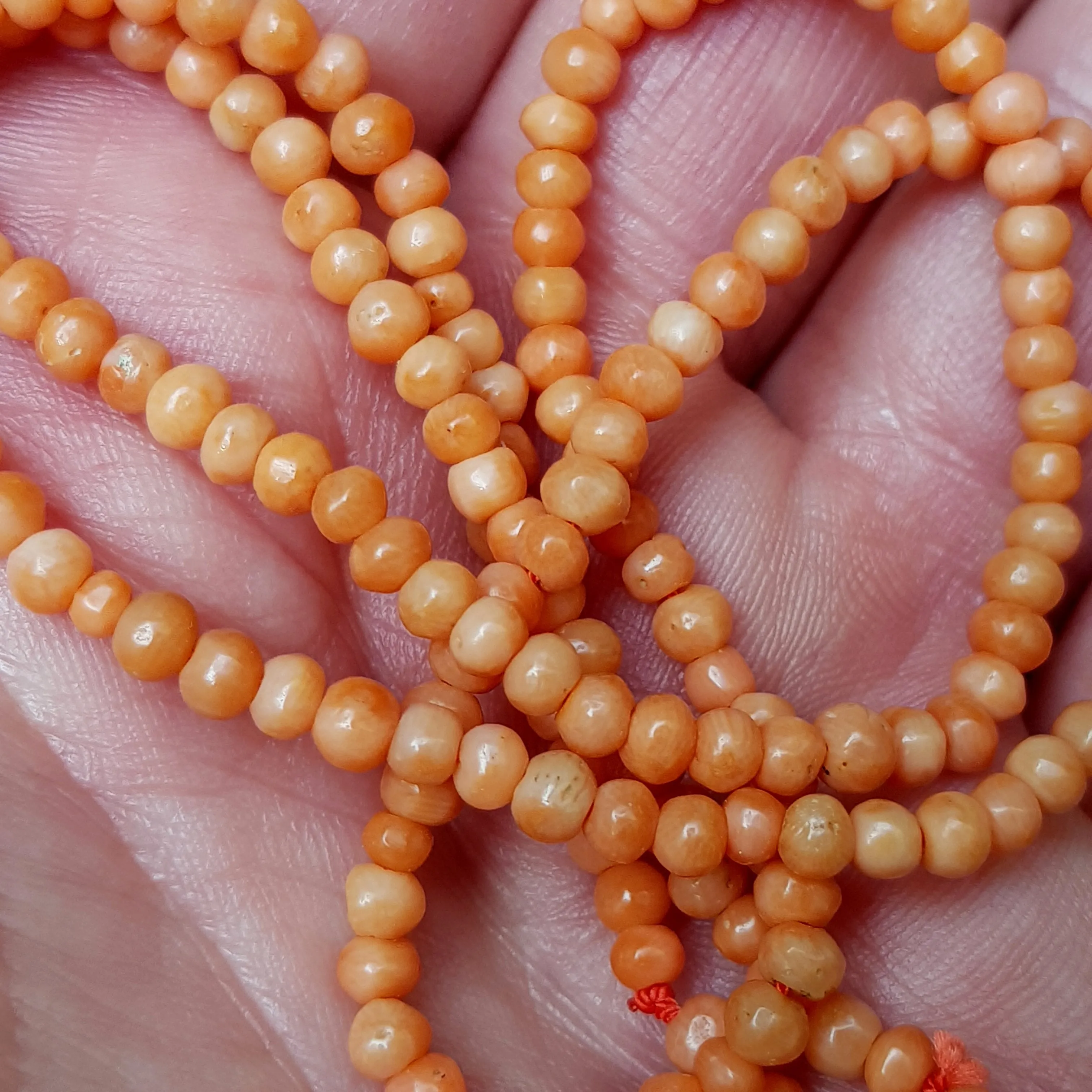 9k 9ct Gold Mounted 20.5" Beaded Coral Necklace Antique Victorian Circa 1900