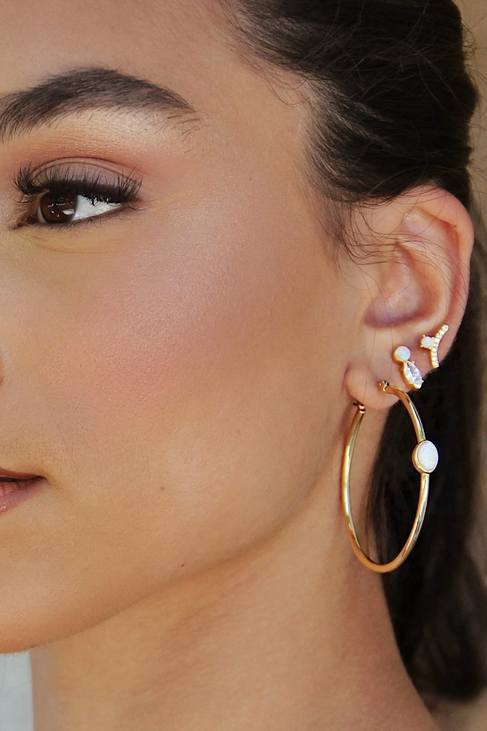 A Drop of Opal Hoop 18k Gold Plated Earrings