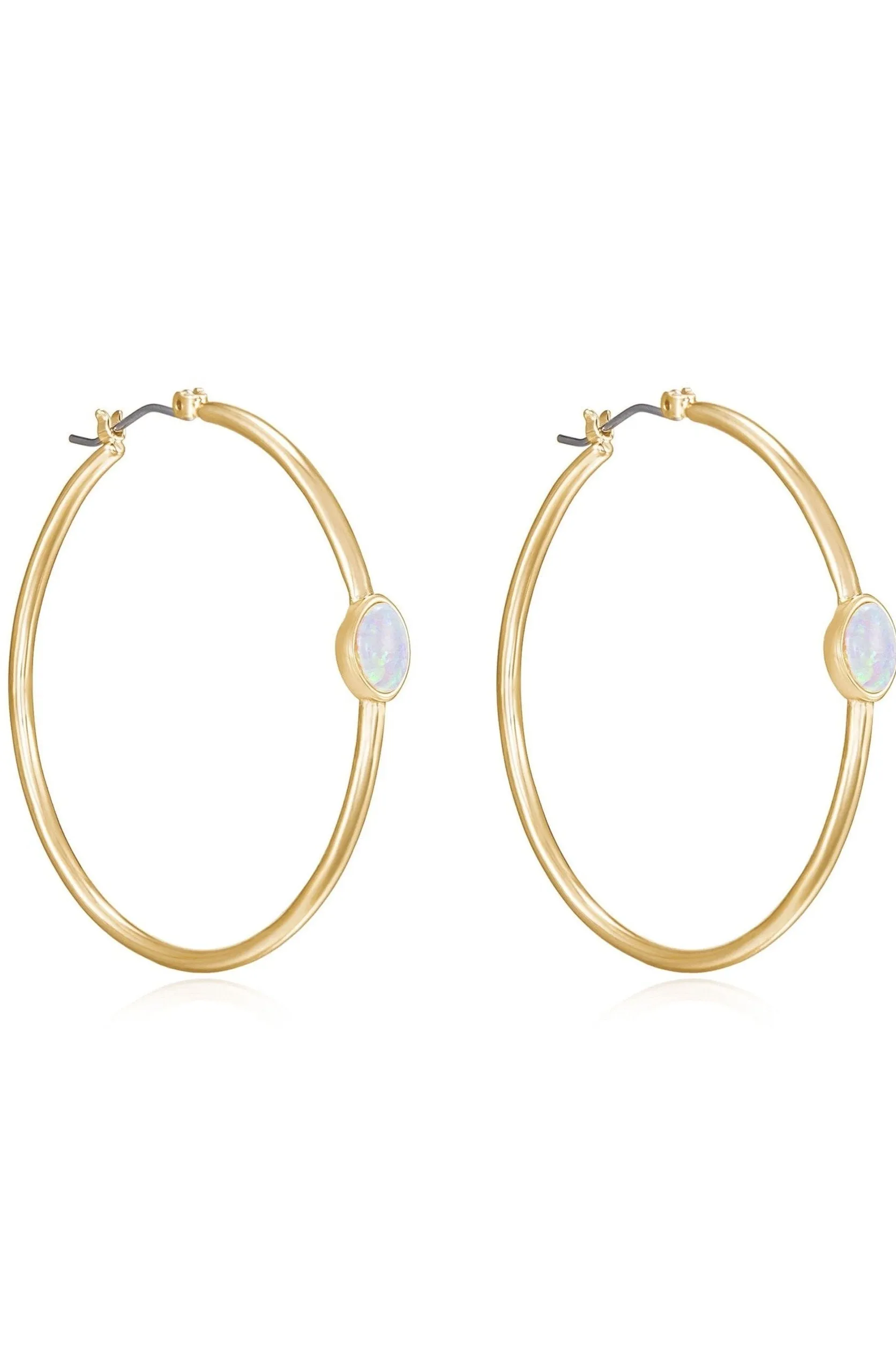 A Drop of Opal Hoop 18k Gold Plated Earrings