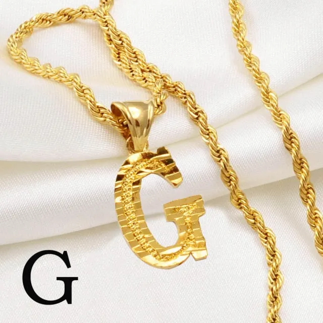 A-Z Letters Necklaces Women and Men Gold Color Initial Pendant